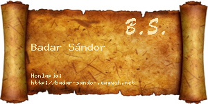 Badar Sándor névjegykártya