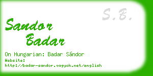 sandor badar business card