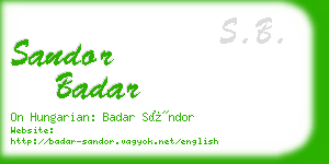 sandor badar business card